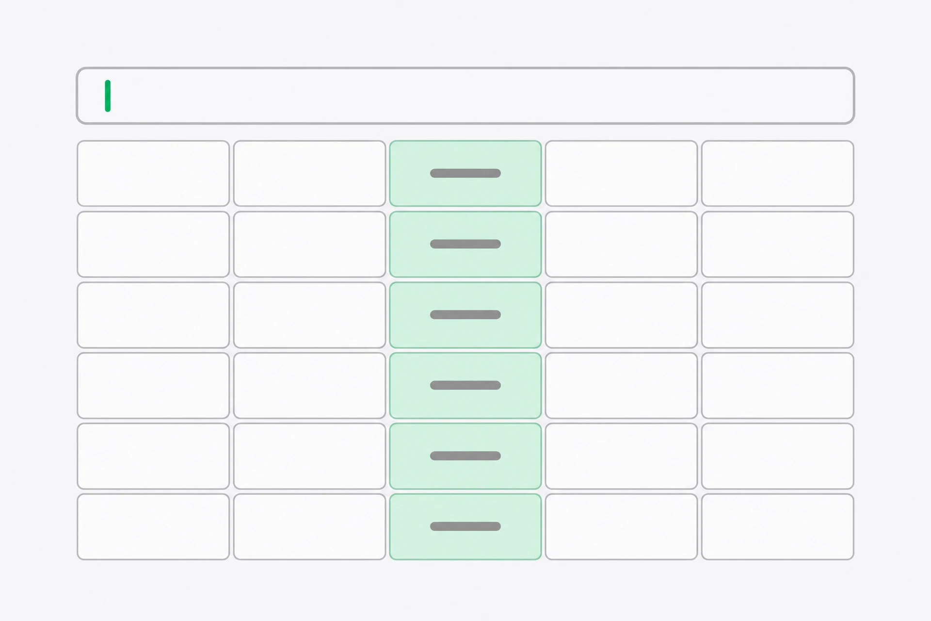 A spreadsheet grid with one softly tinted column selected and a formula visible in the formula bar above it.